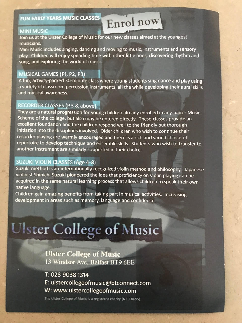 Saturday Morning Music Classes At The Ulster College Of Music